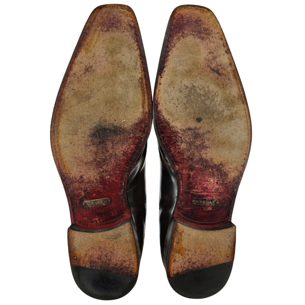 Mezlan Custom Mens 11.5 Brown Polished Leather Wingtip Oxfords Dress Shoes Spain - Picture 3 of 15